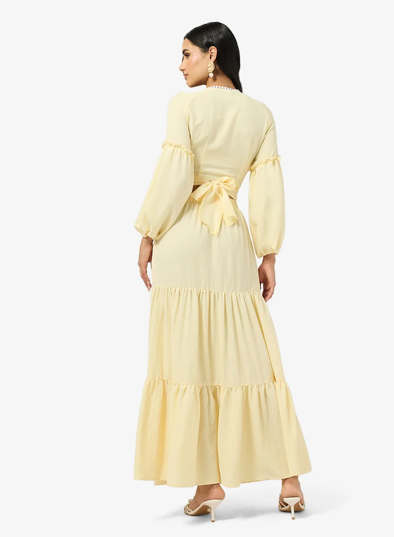 جينجر Tie Up Top & A Line Skirt Coord Set